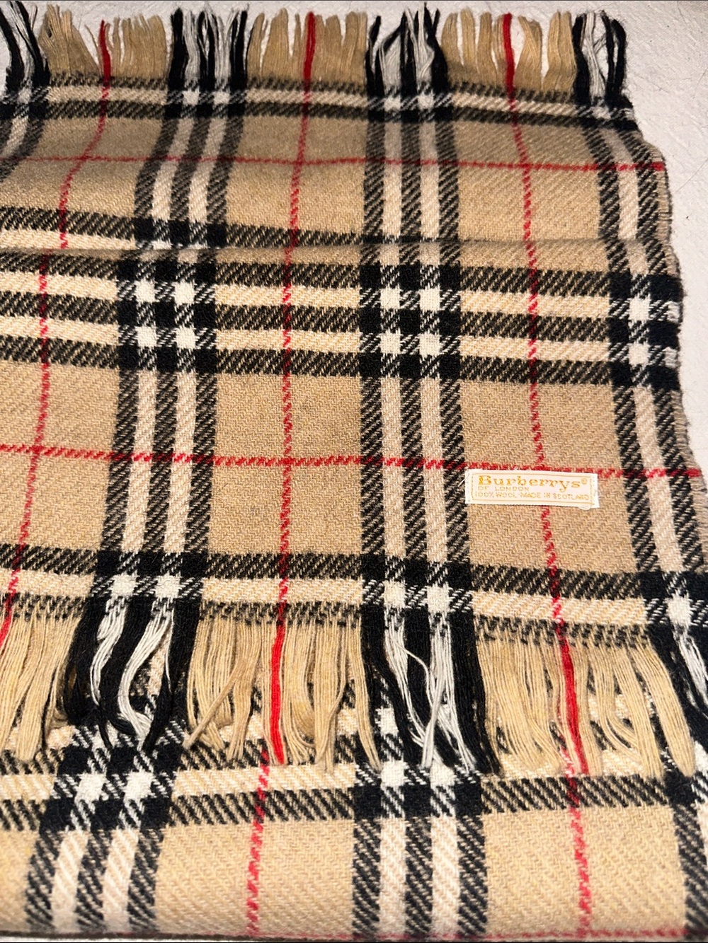 Authentic Vintage Burberrys Nova Check 100% Wool Plaid Scarf Burberrys of London